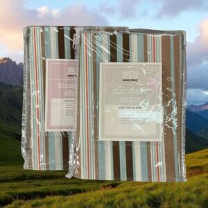 NEW Set Of 2 Vintage Martha Stewart Everyday Canyon Stripe Standard Pillow Shams